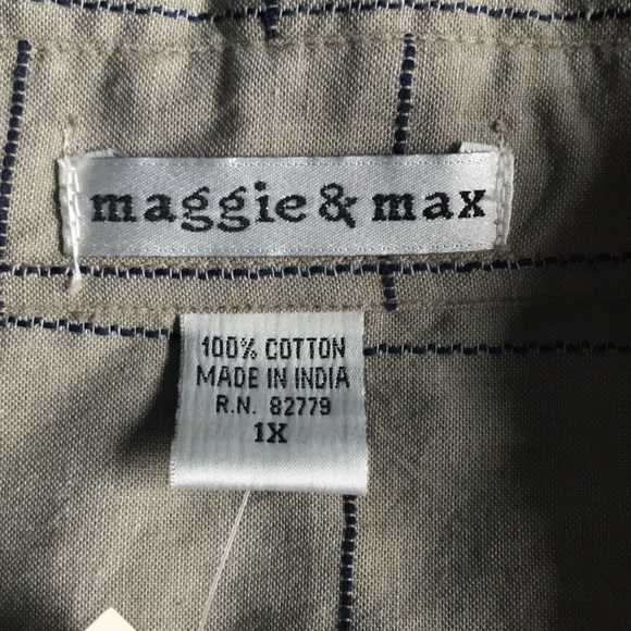 Maggie&Max light brown embroidered floral long sleeve button down shirt Size 1X - Picture 4 of 11